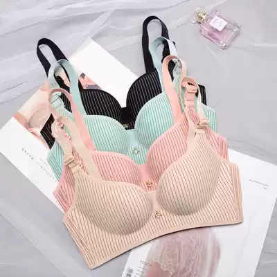 Wholesale medium-thick deep V underwear women without steel ring bra gathers collection of sub-milk cover girl sexy lace