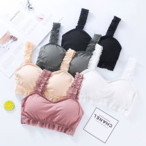 Pure cotton anti-walking light thickened wrap chest beating bottom bra without steel ring beauty back lace movement coalbed side collecting underwear wholesale