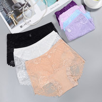 Underpants women lace sexy mesh gauze thin perspective hip belly top size cotton crotch breifs waist wholesale