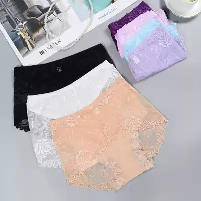 Underpants women lace sexy mesh gauze thin perspective hip top belly size cotton crotch breifs waist high waist wholesale