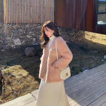 Yang Xiaolu Upper East District Lady Xiaoxiang celebrity wind fur jacket female sheep cutting coat female autumn and winter