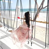 Yang small roll 2021 spring dress very fairy niche French floral skirt female temperament sweet chiffon ruffle dress