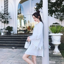 Yang small roll 2021 spring new heavy industry temperament embroidered stitching skirt girl Loose Doll dress
