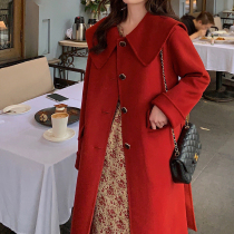 Yang Xiaolu Lisa Coat big lapel single-breasted medium long double-sided woolen coat coat coat women winter