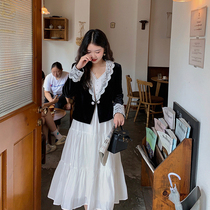 Yang Xiaolu White Moonlight Lovers French temperament pearlescent white dress waist Joker fairy dress