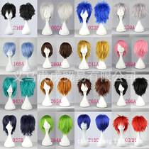 cosplay wig with anti-warping slightly warped short hair black blue purple pink Brown gold gray orange animation fake hair