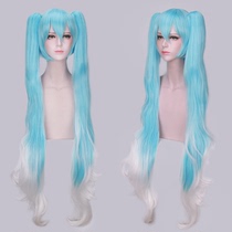VOCALOID 2017 Snow Hatsune miku star and snow princess blue and white gradient double ponytail cos wig