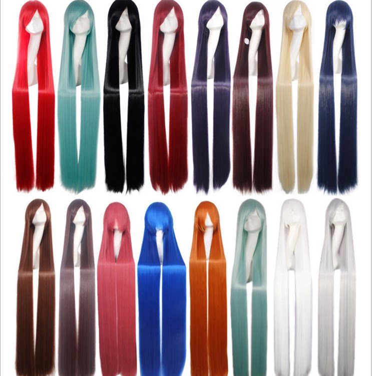 150cm long straight hair 1 5m dark brown orange white black blue yellow purple orange green 34 colors universal wig cos fake hair