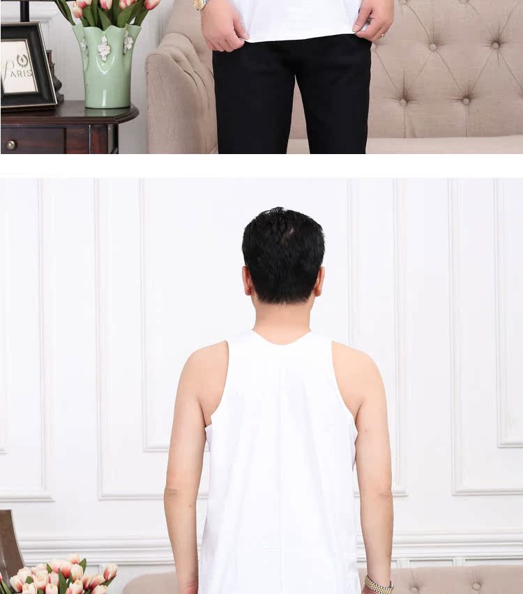 Hoa cúc thương hiệu áo sơ mi cũ trung niên bông đáy vest nam cotton lỏng không tay vest mùa hè