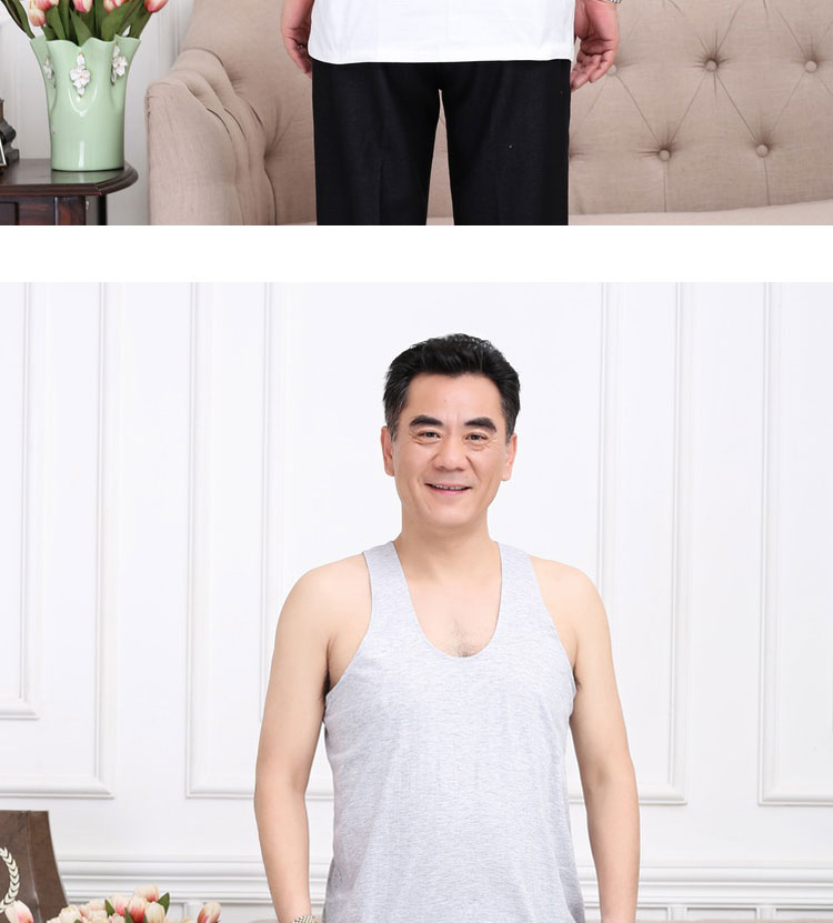 Hoa cúc thương hiệu áo sơ mi cũ trung niên bông đáy vest nam cotton lỏng không tay vest mùa hè