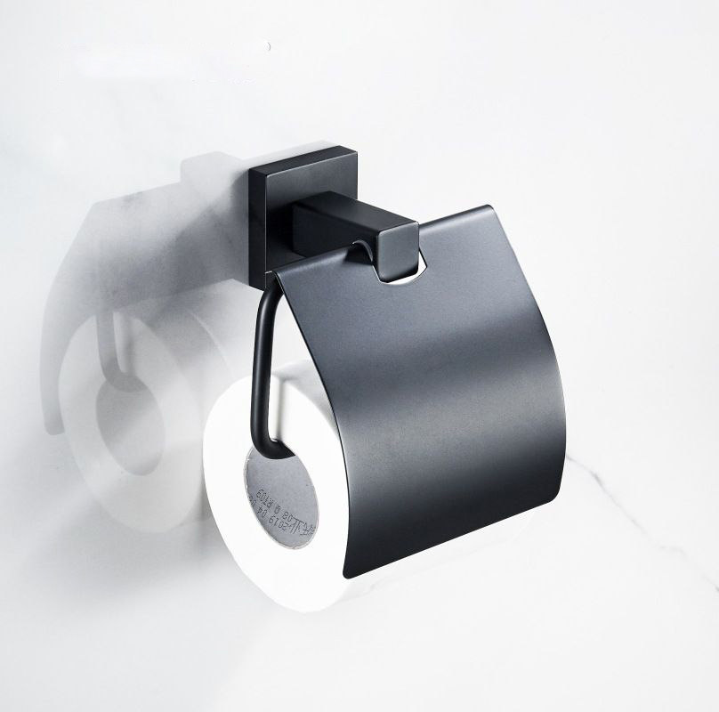 Dressing room Perforated Stainless Steel Tissue Box Wall-mounted Black Toilet Paper Rack Home Hotel Toilet Roll Toilet Roll Toilet Paper Containing shelf