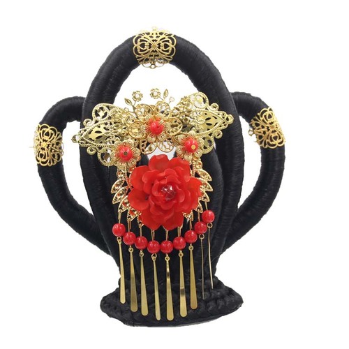 Children's ancient costume wig headdress ancient Tang Dynasty imperial concubine hair ornament Chang'e fairy flying bun