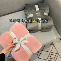 High goods pink double-sided solid color milk fleece blanket thickened warm flannel sheet cover blanket sofa nap blanket