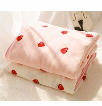 Girls heart is soft and ins cute little strawberry flannel blanket winter warm coral fleece sheets air conditioning blanket