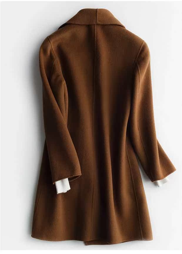 Áo khoác cashmere hai mặt nữ 2018 áo len dài phần mới # 704 - Áo khoác dài áo dạ tweed