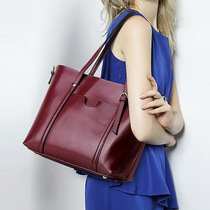 2022 new leather womens bag all-match fashion casual large-capacity tote bag hand-held oblique cross-shoulder Korean version large bag