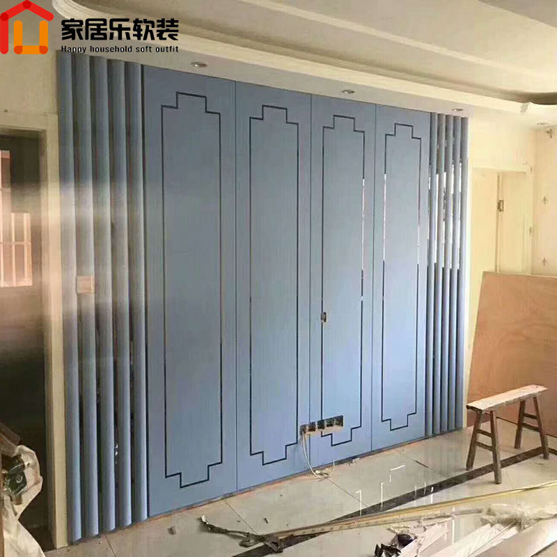 Background wall custom light TV wall Invisible door Stainless steel background wall Stainless steel inlaid hard bag modern background light