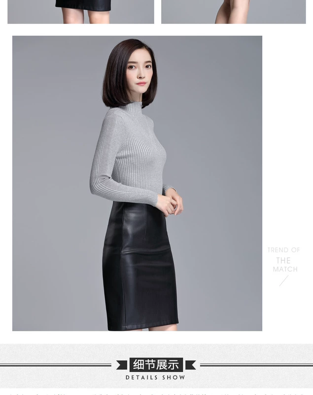 Shangdu Bila 2018 mùa đông mới nửa cao cổ áo thun cổ lọ màu trắng mỏng thon gọn áo len dài tay nữ
