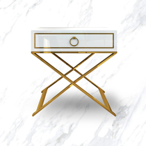 Light luxury bedside table post-modern bedroom bedside cabinet simple side paint stainless steel bedside table