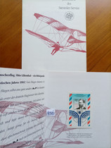 Germany 1991 Austrian Lilienthal 100th Anniversary of First Gliding Flight Miniature Stamp Fold Actual Picture 1 Original Price