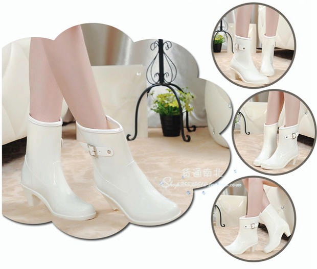 Giày mưa mùa thu và mùa đông thời trang Hàn Quốc Giày cao gót chống thấm nước cao su ấm, giày chống trượt trong đôi giày đi mưa ngắn bằng cotton ủng đi mưa nhật bản