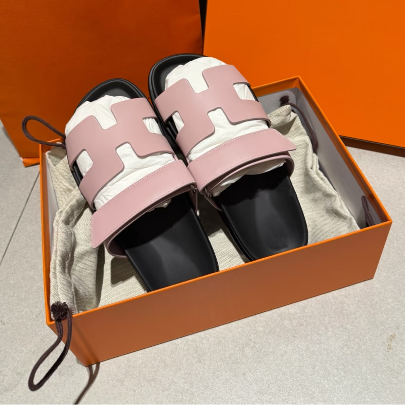 2026 Spring/Summer New Genuine Leather Rose Pink Slippers for Women, Beach Casual Versatile Half-Slip Sandals