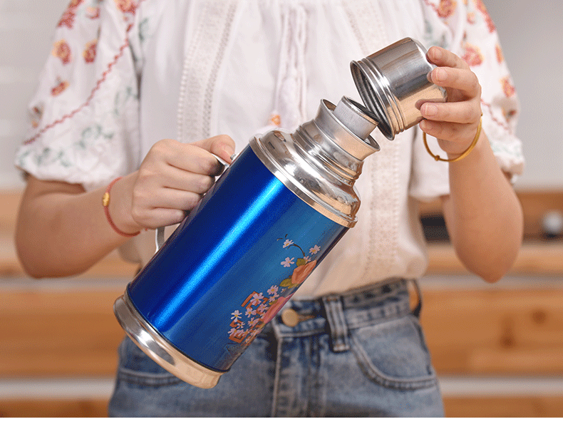 0.8/1.2l/2l Retro Travel Thermosflask Thermos Water Coffee Bottle Stainless Steel Coffee Cup Mug Heat Cold Preservation