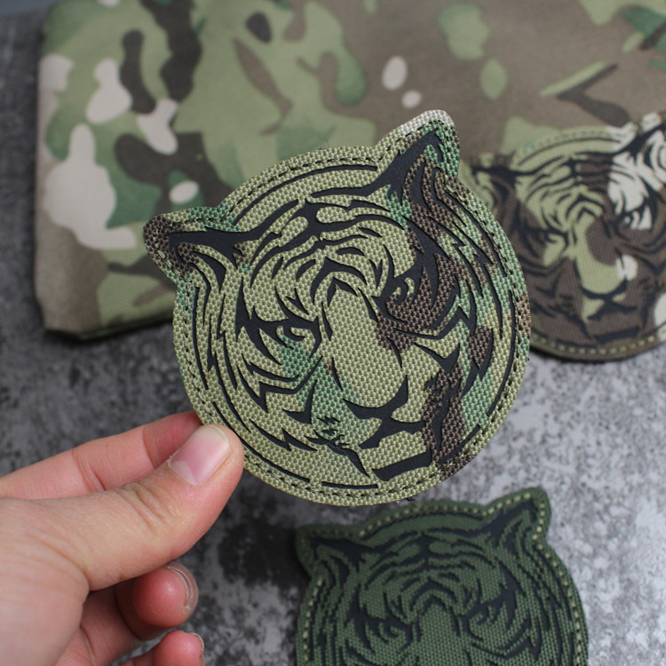 Laser Engraving Reflective Magic Sticker Chapter Old Tiger Head Arm Badge IR Reflective Patch Personality Morale Badge Stamp Zhang Bag Sticker Stamp