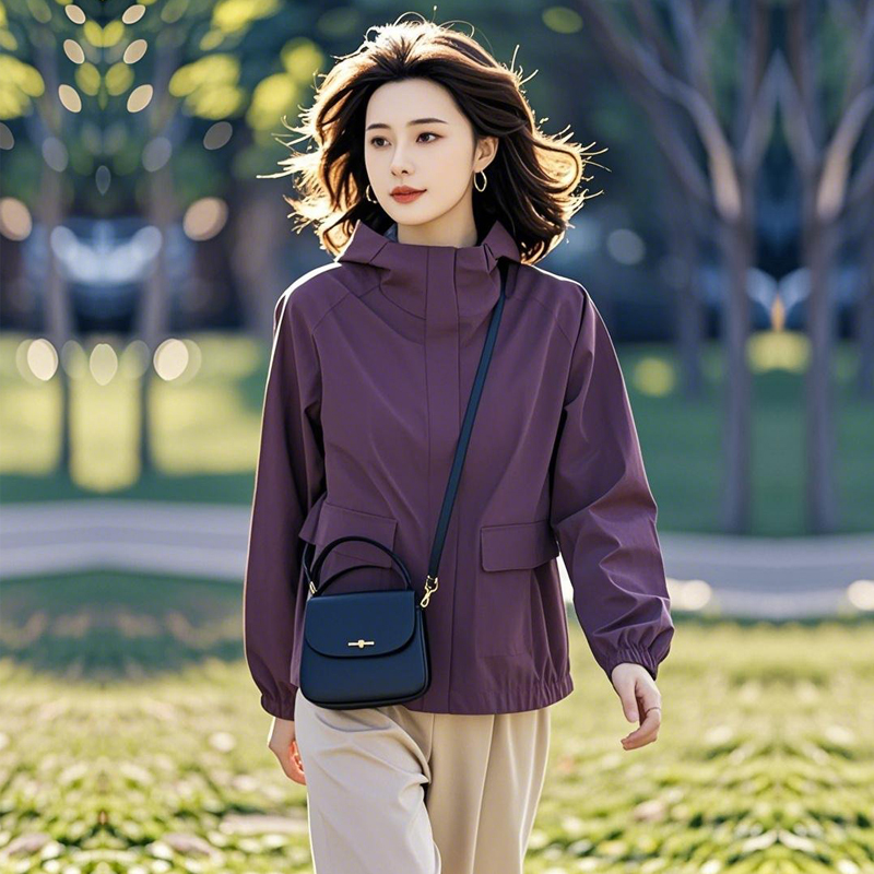 Spring Clothing for Women, 2025 New Style, Age-Reducing, Beautiful and Stylish, Casual Purple Jacket for Women, Plus Size, Trendy Mom Wear