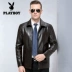 Áo khoác da nam Playboy da cừu áo khoác da ngắn cộng với nhung nam trung niên áo khoác mùa đông áo khoác dạ nam Quần áo lông thú