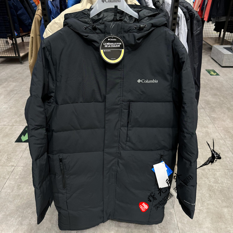 In-Stock 23 Autumn/Winter Columbia Men's Outdoor Long down Jacket with Gold Dot Thermal Insulation We7142