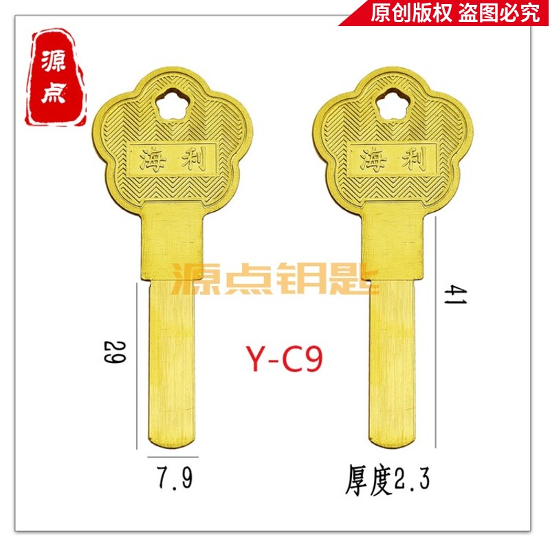 C9 Plum Blossom Seley Flat Multi Track Key Embryo Exterior Door Lock SuperC Grade Source Point Key