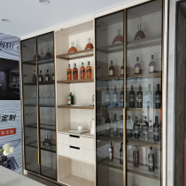 Tempered glass cabinet door custom-made wardrobe wine cabinet bookcase cabinet kitchen cabinet aluminum frame flat opening sliding door minimalist light luxury