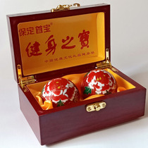 Cloisonne 50MM Blue Peony Baoding iron ball fitness ball middle-aged health care handball calciner finger grip ball