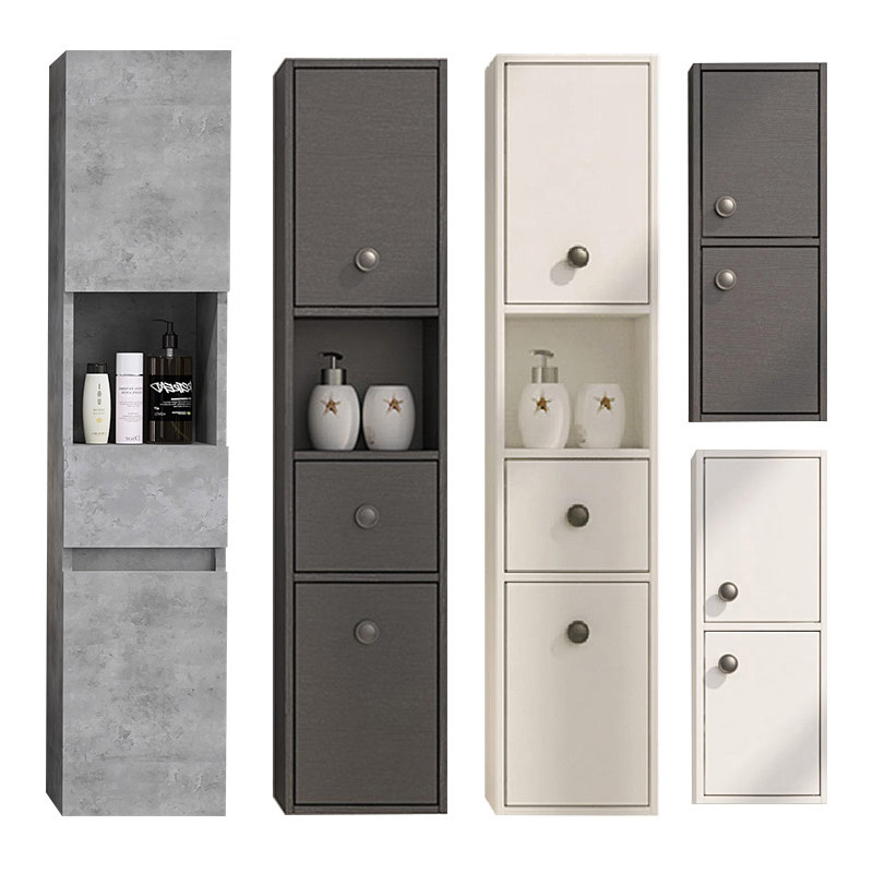 Bathroom cabinet storage narrow wall dressing room toilet toilet waterproof solid wood hanging cabinet mirror side cabinet