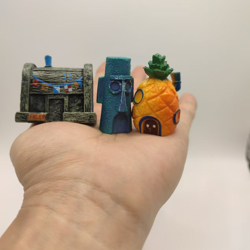 Beach Memories at Bikini Bottom Spongebob Mini Pineapple House Model Micro Landscape Car Decoration Creative Ornament
