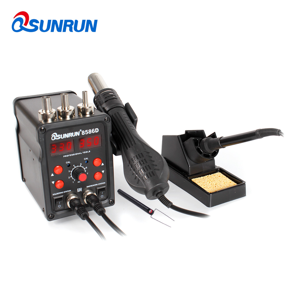 8586D hot air gun welding station two-in-one electric soldering iron welding tool constant temperature adjustable hot air desoldering station black