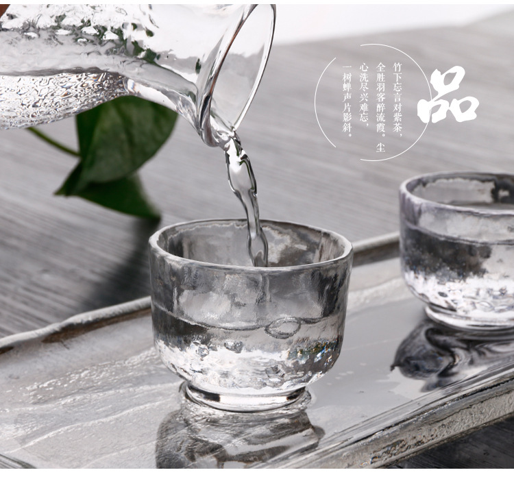 Nhật tay làm rượu thủy tinh không chì đặt nhà búa mô hình rượu sake hip bình rượu vang ấm rượu vang vàng rượu vang trắng - Rượu vang ly uống rượu vang đỏ