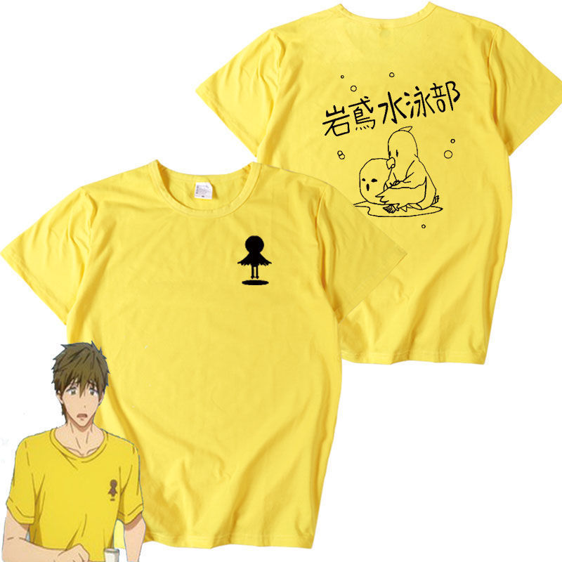 Free! Short-Sleeved Clothing Anime Merchandise Men's Swimming Club Cosplay Iwai High School Swimming Club T-Shirt