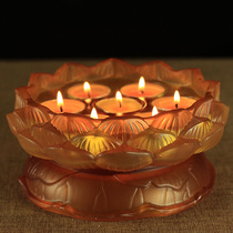 Buddhist utensils colorful lotus glass seven-star candlestick butter lamp holder base lamp stand supplies for lighting