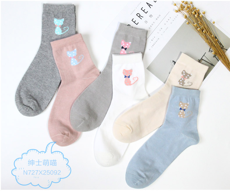 Vớ cotton nam cực 6 cặp quà tặng cotton ống cotton thoáng khí vớ sinh viên Hàn Quốc dễ thương vớ gia vị tất dài
