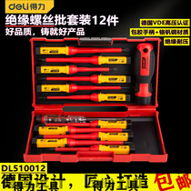 Del Insulated Screwdriver 12 Piece Set Quick Change Head Insulated Electrical Screwdriver Batch Screwdriver Set DL510012