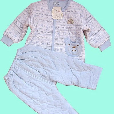 Special price Jiawa cotton padded jacket Two sets of powder blue light curry cardiovert double-use crotch baby cotton suit suit