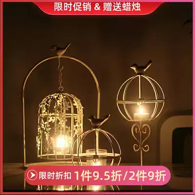 European Birdcage Western food retro iron candlestick candle ornaments creative home living room romantic candlelight dinner props