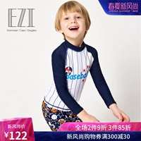 Yizi EZI Children Học sinh Kem chống nắng Áo tắm cho bé trai Chia tay áo dài Lướt sóng Big Boy 16076 - Bộ đồ bơi của Kid bộ đồ bơi nàng tiên cá