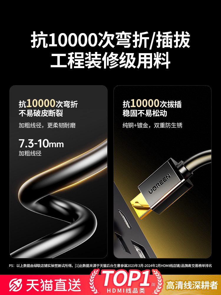 Greenlink HDMI Cable High-Definition Cable 2.1 Connects 8K Computer Tv to Display 4K Data Extended 2.0 Video