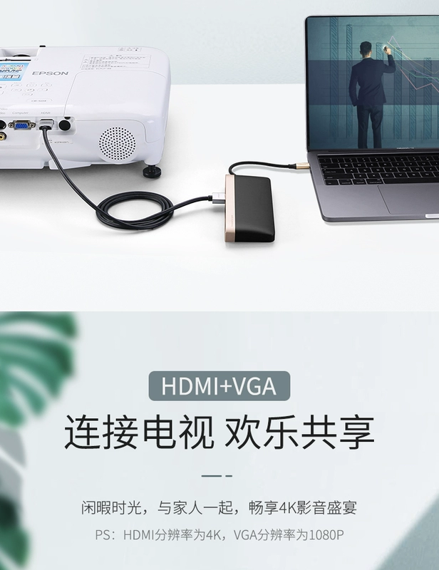 Apple Green với mở rộng HDMI chuyển đổi phụ kiện MacBookPro cổng usb bề mặt phù hợp sét 3 Huawei mate20 kê khí điện thoại docking trạm máy tính xách tay loại-c - USB Aaccessories