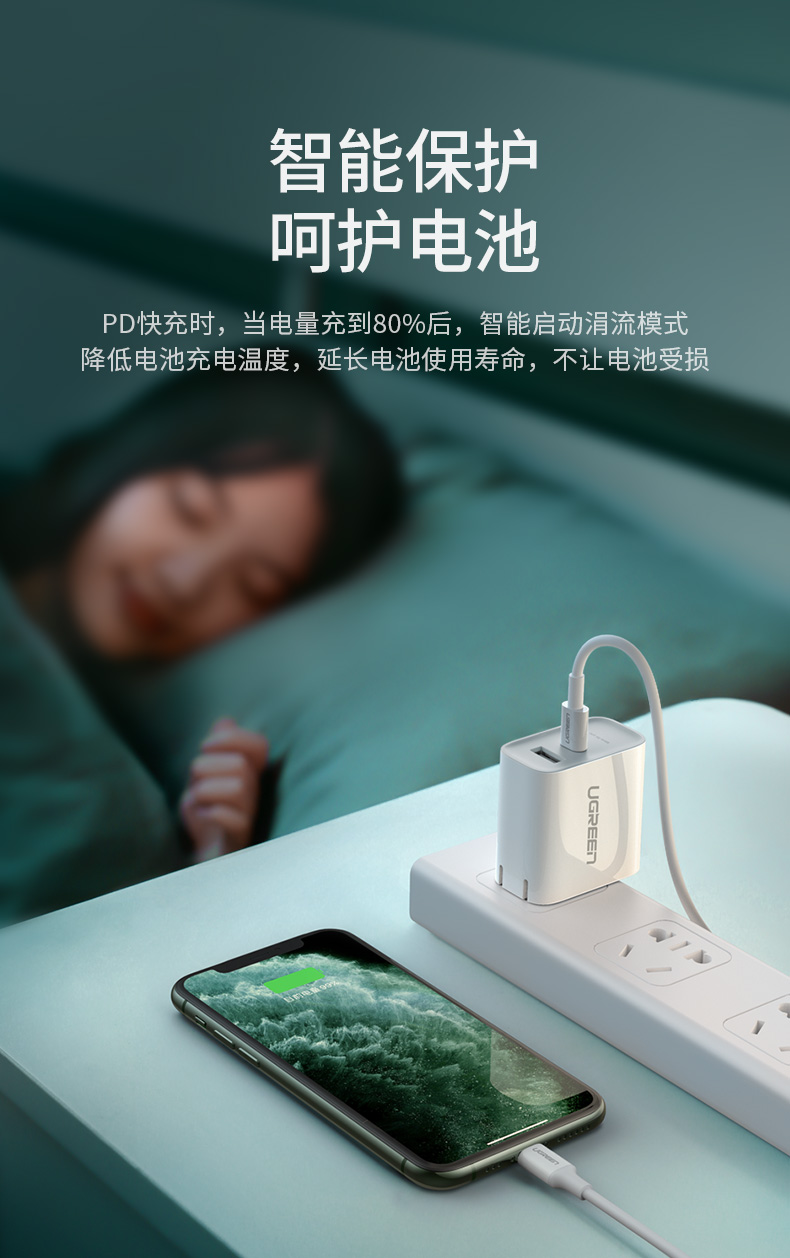 绿联pd+qc/fcp双快充充电器