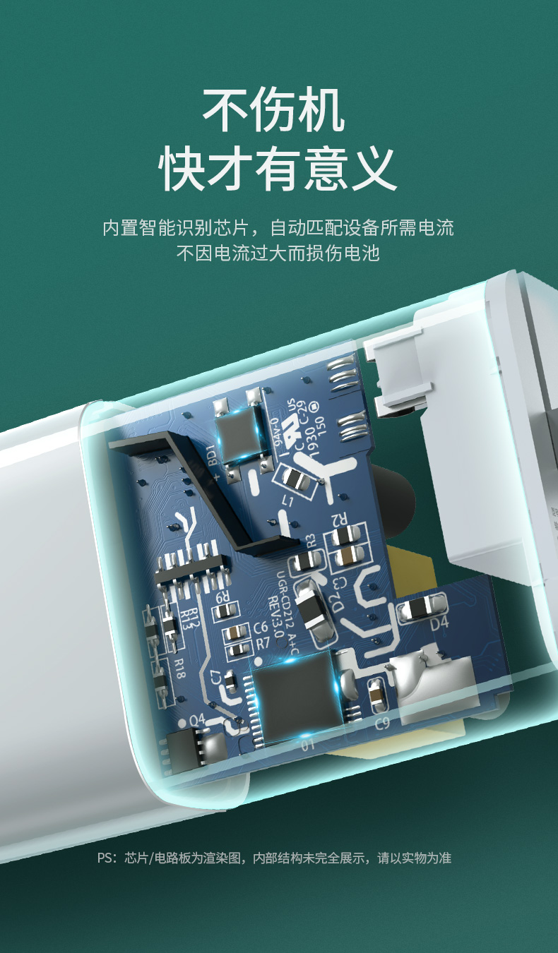 绿联pd+qc/fcp双快充充电器