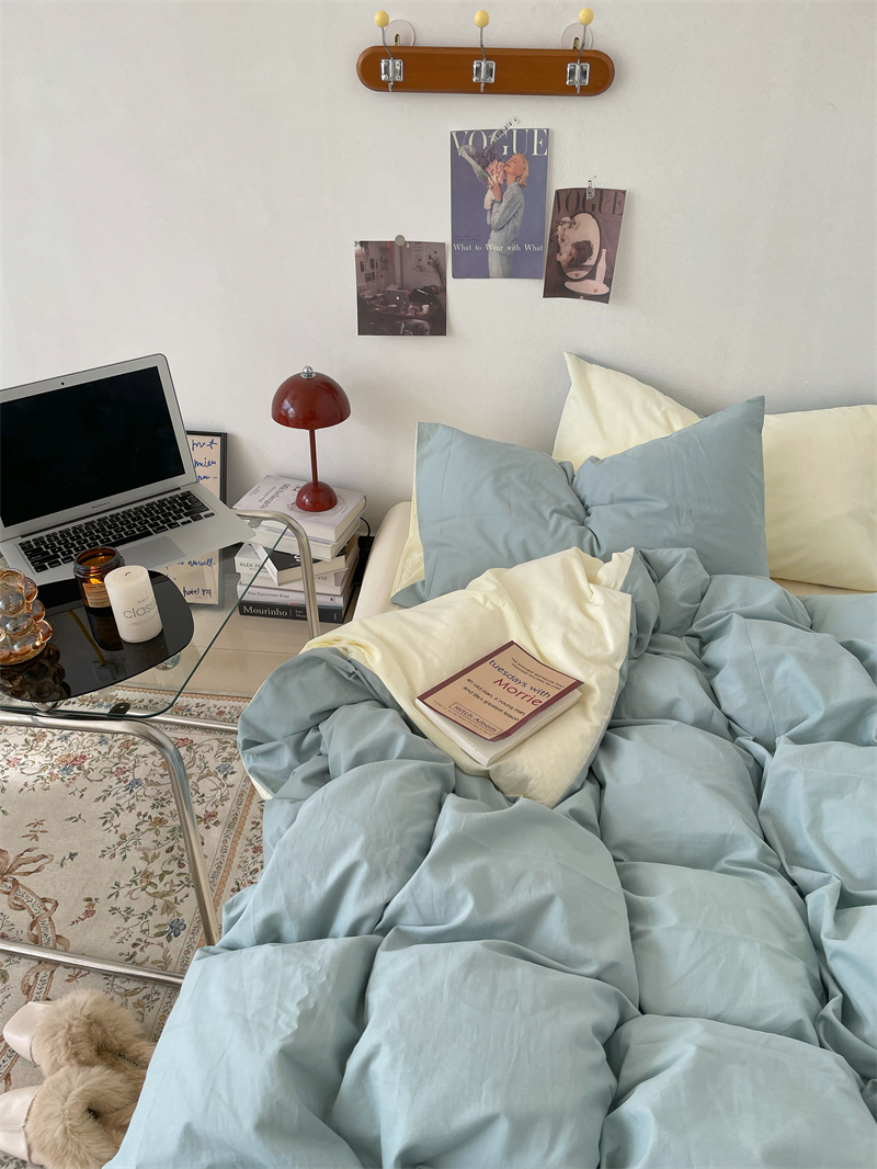 Pear Dream homemade cheese Smear Tea ~ Spring Summer Pure Cotton Washed Cotton Double Parquet Four Sets Full Cotton Sheet Quilt Cover Bed